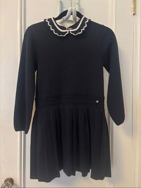 Tartine et Chocolat Navy Dress with White Scalloped Collar